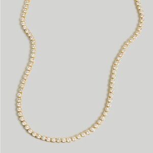 Madewell Tennis Collection Bezel Set Crystal Necklace Gold Tone